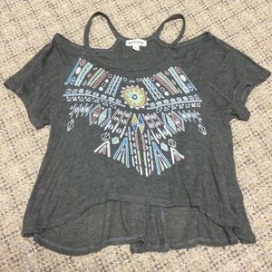 Workshop Off The Shoulder Gray Tribal Top * Juniors Small
